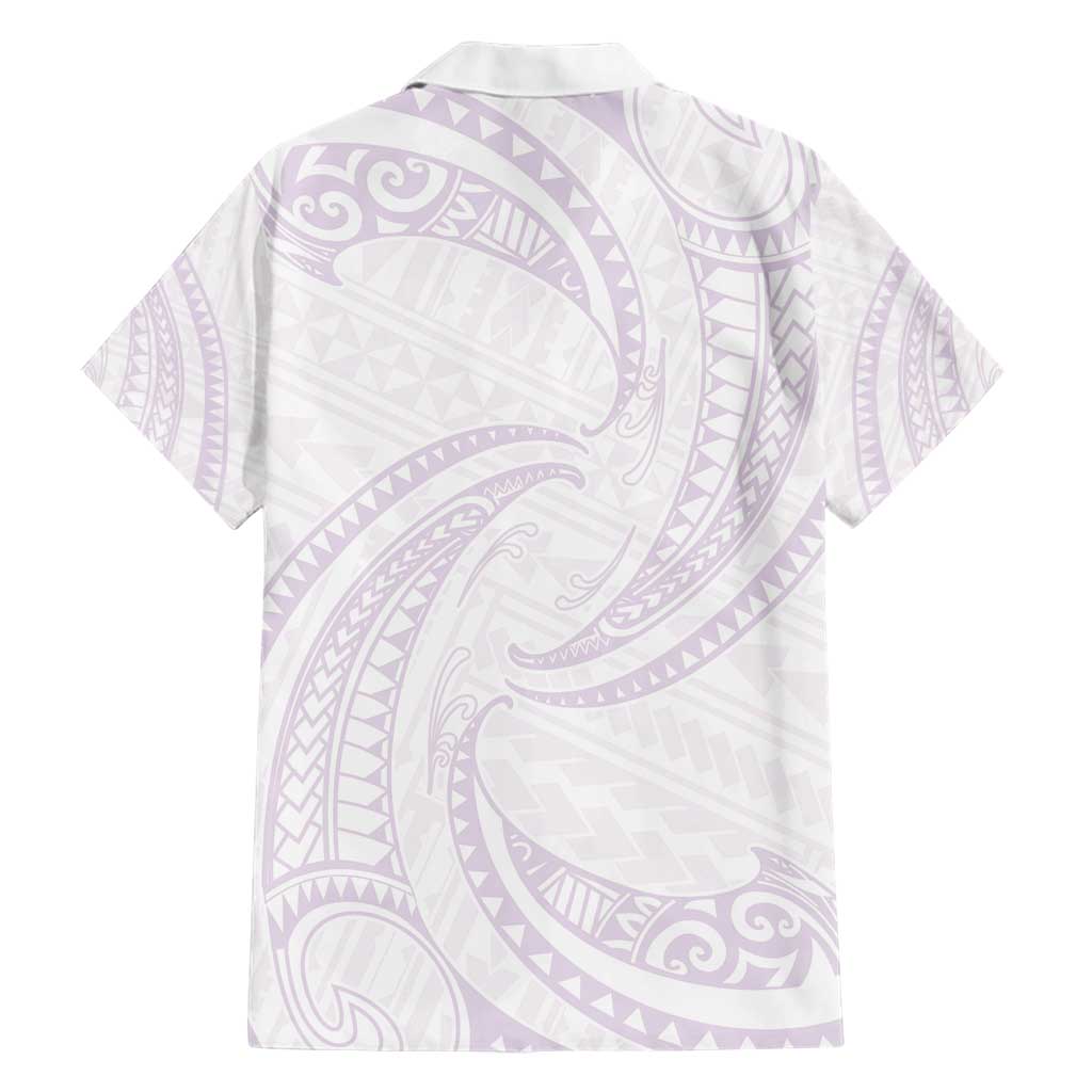 White Sunday Lotu Tamaiti Family Matching Short Sleeve Bodycon Dress and Hawaiian Shirt Polynesian Wave Pastel Mauve LT9 - Polynesian Pride