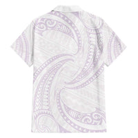 White Sunday Lotu Tamaiti Family Matching Tank Maxi Dress and Hawaiian Shirt Polynesian Wave Pastel Mauve LT9 - Polynesian Pride