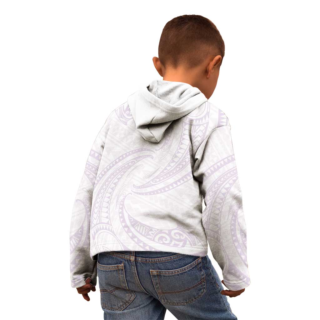 White Sunday Lotu Tamaiti Kid Hoodie Polynesian Wave Pastel Mauve - Polynesian Pride