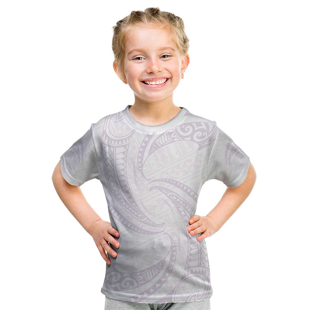 White Sunday Lotu Tamaiti Kid T Shirt Polynesian Wave Pastel Mauve - Polynesian Pride