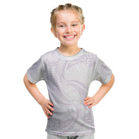 White Sunday Lotu Tamaiti Kid T Shirt Polynesian Wave Pastel Mauve - Polynesian Pride