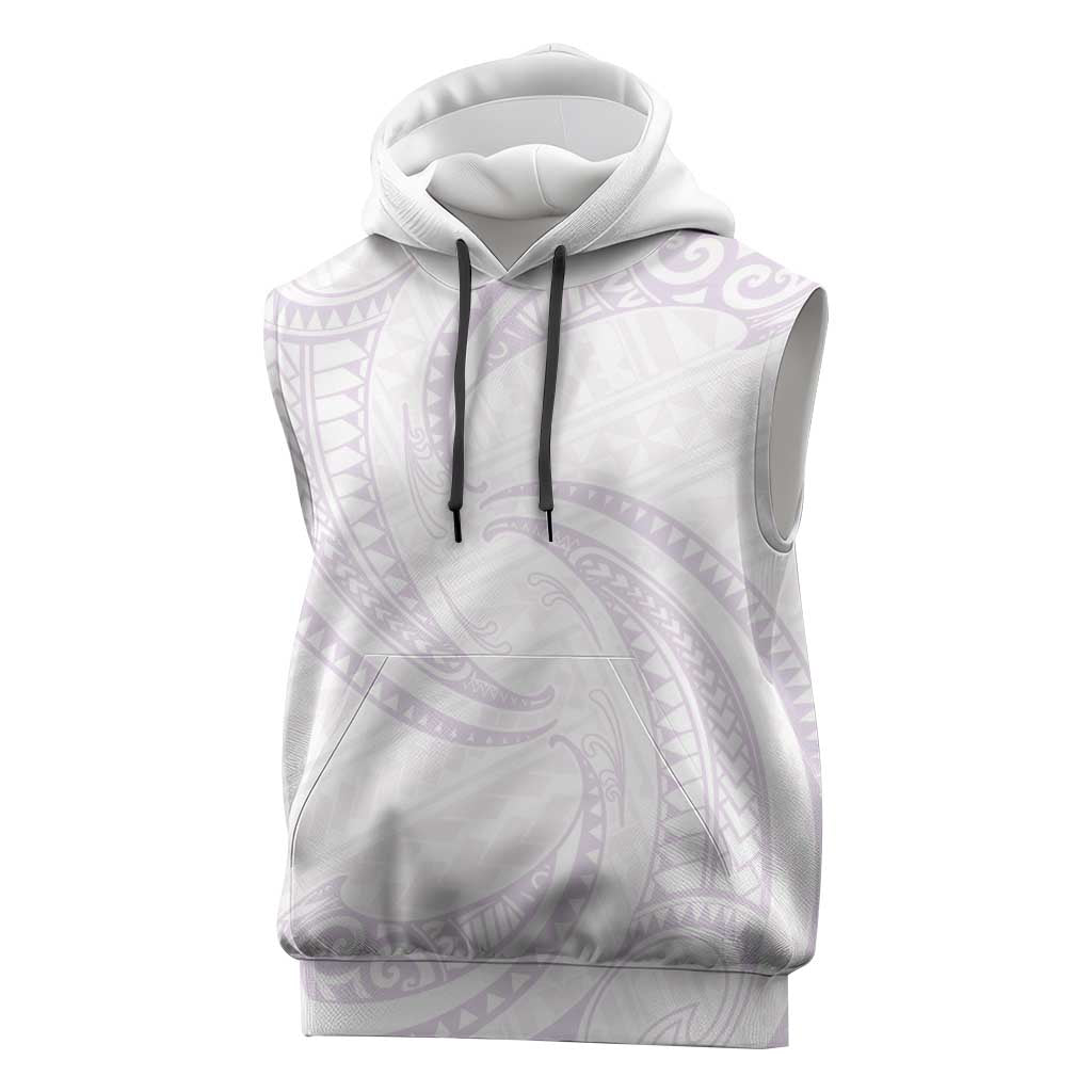 White Sunday Lotu Tamaiti Sleeveless Hoodie Polynesian Wave Pastel Mauve LT9 Mauve - Polynesian Pride