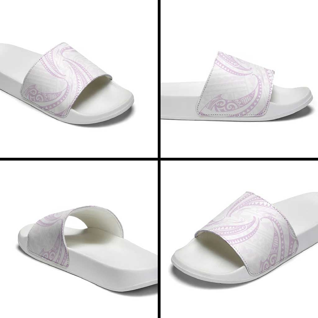 White Sunday Lotu Tamaiti Slide Sandals Polynesian Wave Pastel Mauve - Polynesian Pride