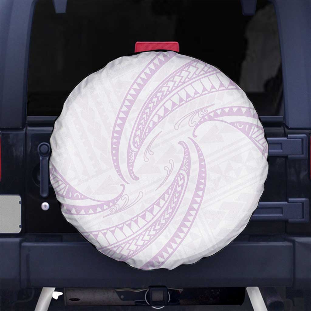 White Sunday Lotu Tamaiti Spare Tire Cover Polynesian Wave Pastel Mauve - Polynesian Pride