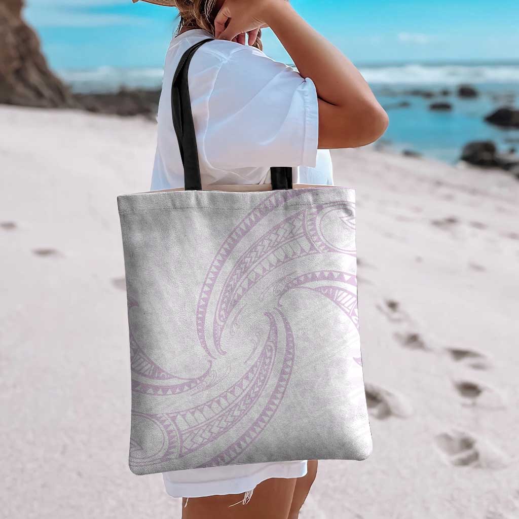 White Sunday Lotu Tamaiti Tote Bag Polynesian Wave Pastel Mauve - Polynesian Pride