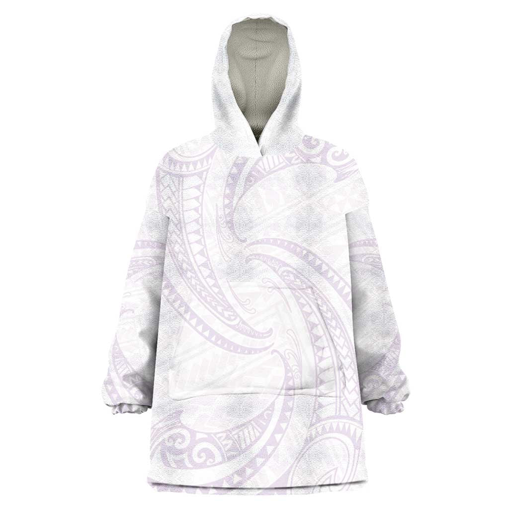 White Sunday Lotu Tamaiti Wearable Blanket Hoodie Polynesian Wave Pastel Mauve LT9 One Size Mauve - Polynesian Pride