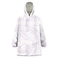 White Sunday Lotu Tamaiti Wearable Blanket Hoodie Polynesian Wave Pastel Mauve LT9 One Size Mauve - Polynesian Pride