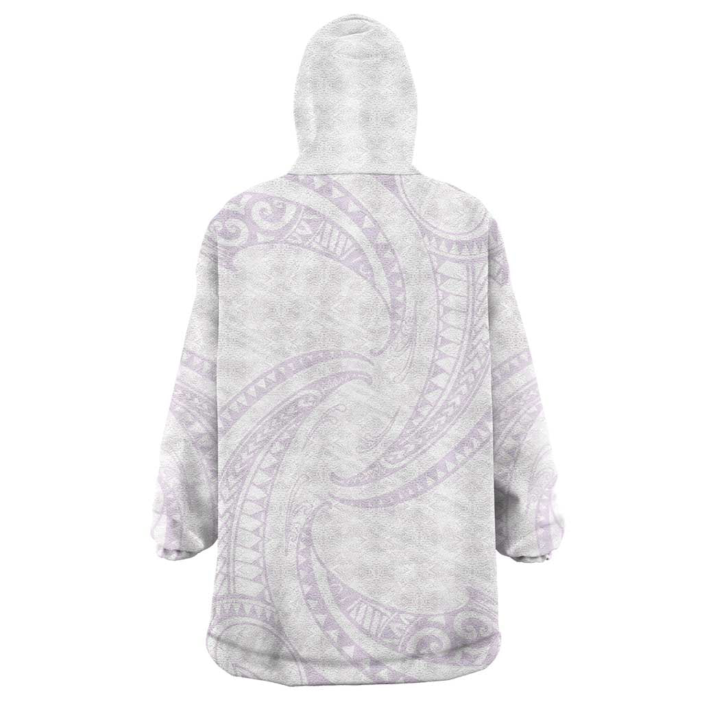 White Sunday Lotu Tamaiti Wearable Blanket Hoodie Polynesian Wave Pastel Mauve LT9 - Polynesian Pride