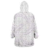 White Sunday Lotu Tamaiti Wearable Blanket Hoodie Polynesian Wave Pastel Mauve LT9 - Polynesian Pride