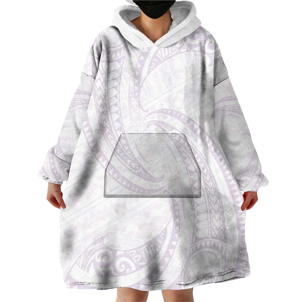 White Sunday Lotu Tamaiti Wearable Blanket Hoodie Polynesian Wave Pastel Mauve LT9 - Polynesian Pride