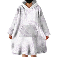 White Sunday Lotu Tamaiti Wearable Blanket Hoodie Polynesian Wave Pastel Mauve LT9 - Polynesian Pride
