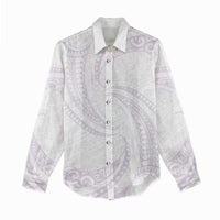 White Sunday Lotu Tamaiti Women Casual Shirt Polynesian Wave Pastel Mauve LT9 - Polynesian Pride