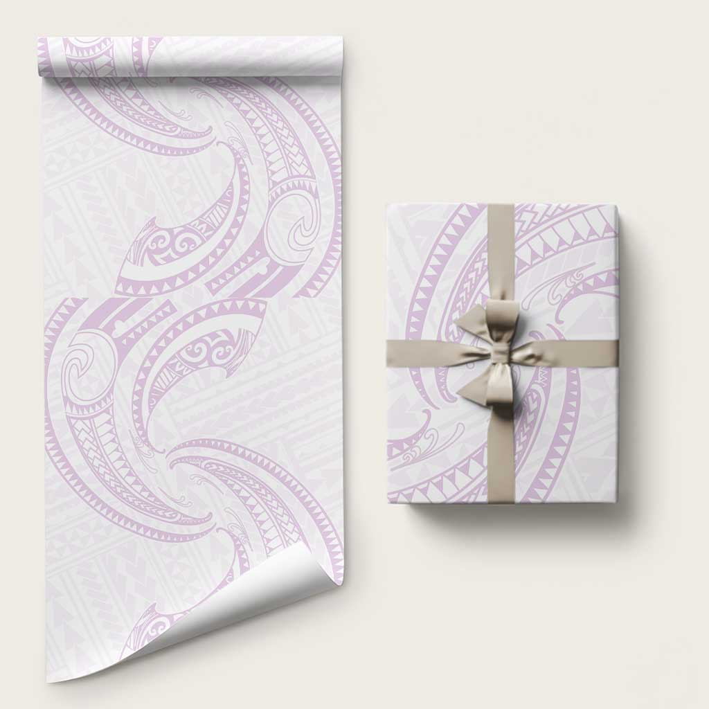 White Sunday Lotu Tamaiti Wrapping Paper Polynesian Wave Pastel Mauve LT9 58" × 23" Mauve - Polynesian Pride