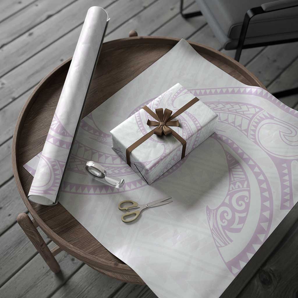 White Sunday Lotu Tamaiti Wrapping Paper Polynesian Wave Pastel Mauve LT9 - Polynesian Pride