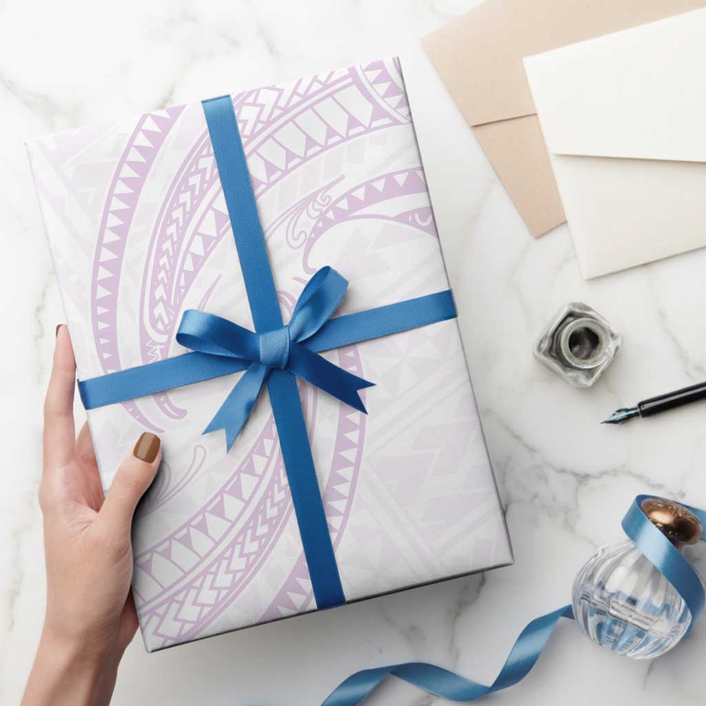 White Sunday Lotu Tamaiti Wrapping Paper Polynesian Wave Pastel Mauve LT9 - Polynesian Pride
