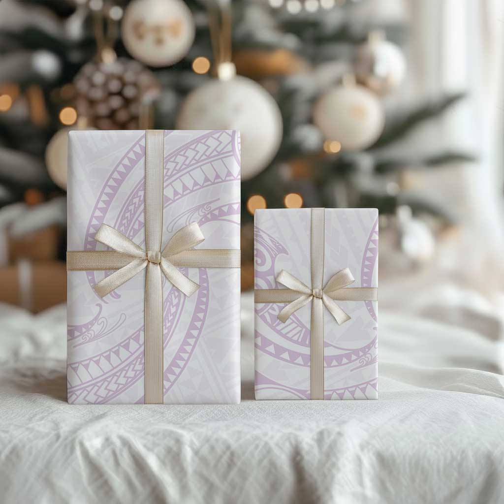 White Sunday Lotu Tamaiti Wrapping Paper Polynesian Wave Pastel Mauve LT9 - Polynesian Pride