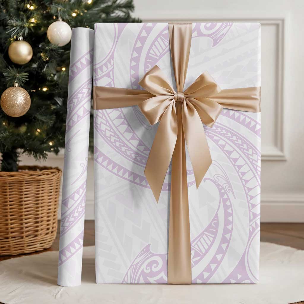 White Sunday Lotu Tamaiti Wrapping Paper Polynesian Wave Pastel Mauve LT9 - Polynesian Pride