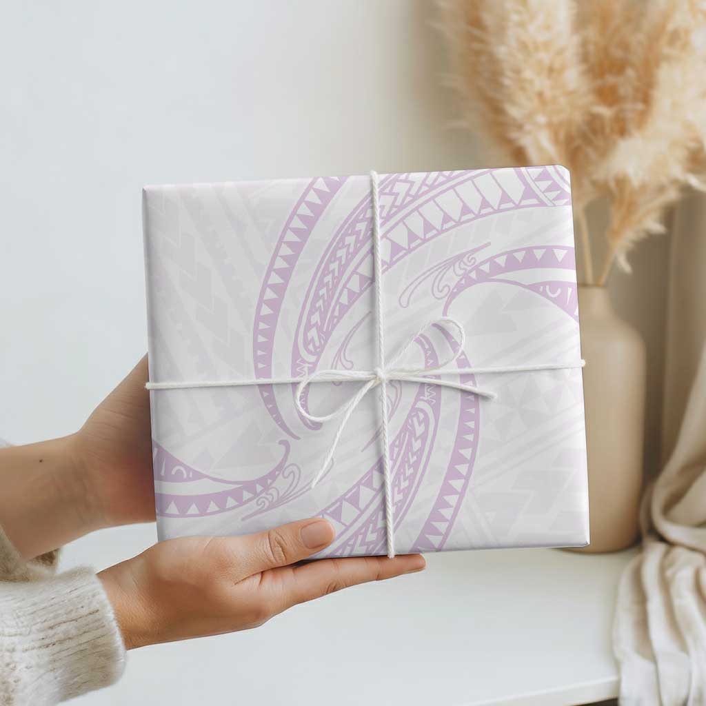 White Sunday Lotu Tamaiti Wrapping Paper Polynesian Wave Pastel Mauve LT9 - Polynesian Pride