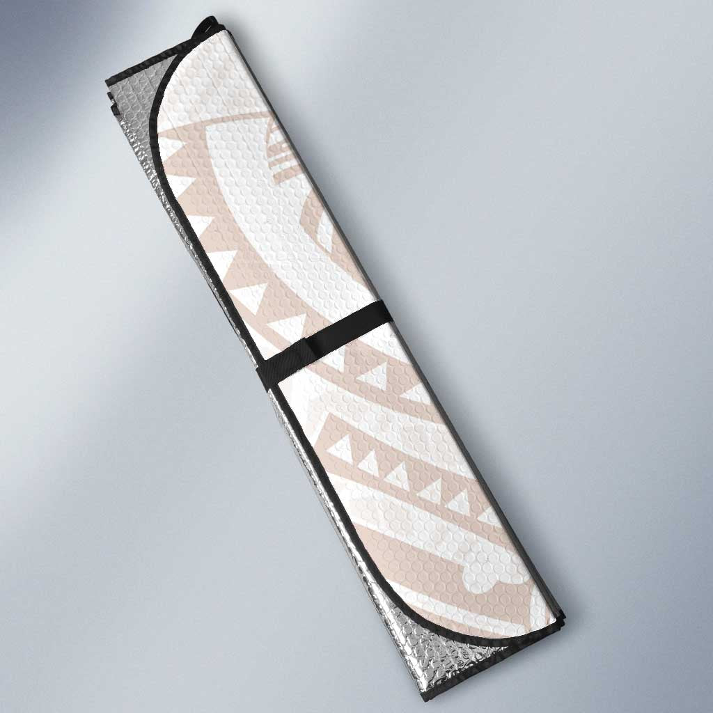 White Sunday Lotu Tamaiti Auto Sun Shade Polynesian Wave Pastel Nude - Polynesian Pride