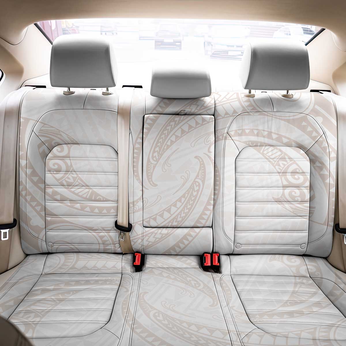 White Sunday Lotu Tamaiti Back Car Seat Cover Polynesian Wave Pastel Nude - Polynesian Pride