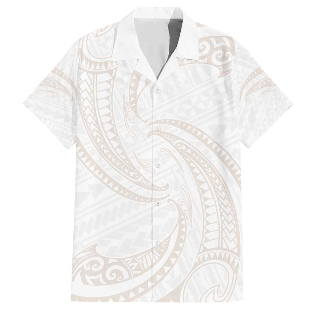 White Sunday Lotu Tamaiti Family Matching Long Sleeve Bodycon Dress and Hawaiian Shirt Polynesian Wave Pastel Nude LT9 Dad's Shirt - Short Sleeve Nude - Polynesian Pride