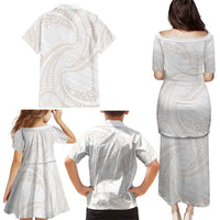 White Sunday Lotu Tamaiti Family Matching Puletasi and Hawaiian Shirt Polynesian Wave Pastel Nude LT9 - Polynesian Pride
