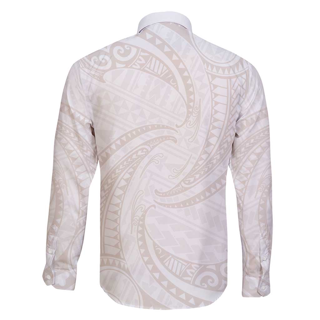 White Sunday Lotu Tamaiti Family Matching Puletasi and Hawaiian Shirt Polynesian Wave Pastel Nude LT9 - Polynesian Pride
