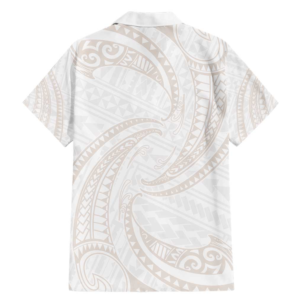 White Sunday Lotu Tamaiti Family Matching Short Sleeve Bodycon Dress and Hawaiian Shirt Polynesian Wave Pastel Nude LT9 - Polynesian Pride