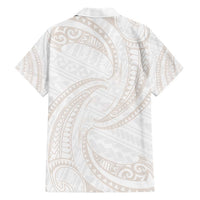 White Sunday Lotu Tamaiti Family Matching Short Sleeve Bodycon Dress and Hawaiian Shirt Polynesian Wave Pastel Nude LT9 - Polynesian Pride