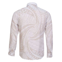 White Sunday Lotu Tamaiti Family Matching Short Sleeve Bodycon Dress and Hawaiian Shirt Polynesian Wave Pastel Nude LT9 - Polynesian Pride