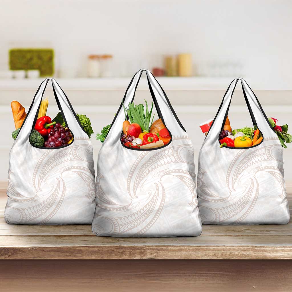 White Sunday Lotu Tamaiti Grocery Bag Polynesian Wave Pastel Nude - Polynesian Pride