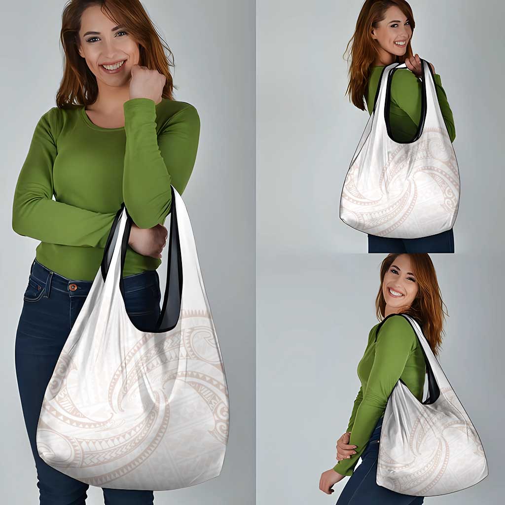 White Sunday Lotu Tamaiti Grocery Bag Polynesian Wave Pastel Nude - Polynesian Pride