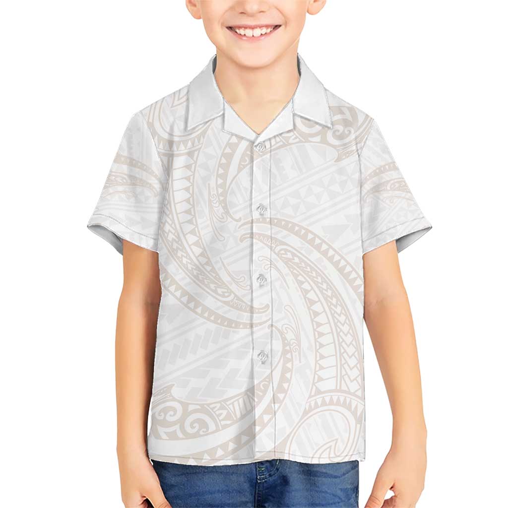 White Sunday Lotu Tamaiti Hawaiian Shirt Polynesian Wave Pastel Nude - Polynesian Pride