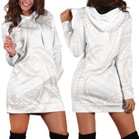 White Sunday Lotu Tamaiti Hoodie Dress Polynesian Wave Pastel Nude LT9 - Polynesian Pride