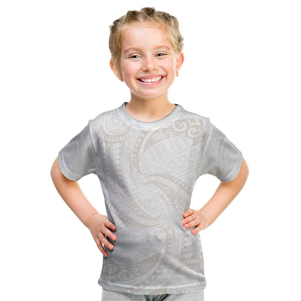 White Sunday Lotu Tamaiti Kid T Shirt Polynesian Wave Pastel Nude LT9 Nude - Polynesian Pride