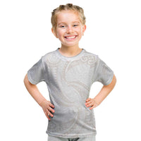 White Sunday Lotu Tamaiti Kid T Shirt Polynesian Wave Pastel Nude LT9 Nude - Polynesian Pride