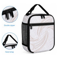 White Sunday Lotu Tamaiti Lunch Bag Polynesian Wave Pastel Nude