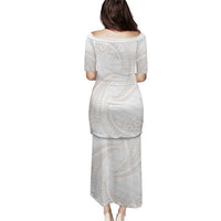 White Sunday Lotu Tamaiti Puletasi Polynesian Wave Pastel Nude - Polynesian Pride