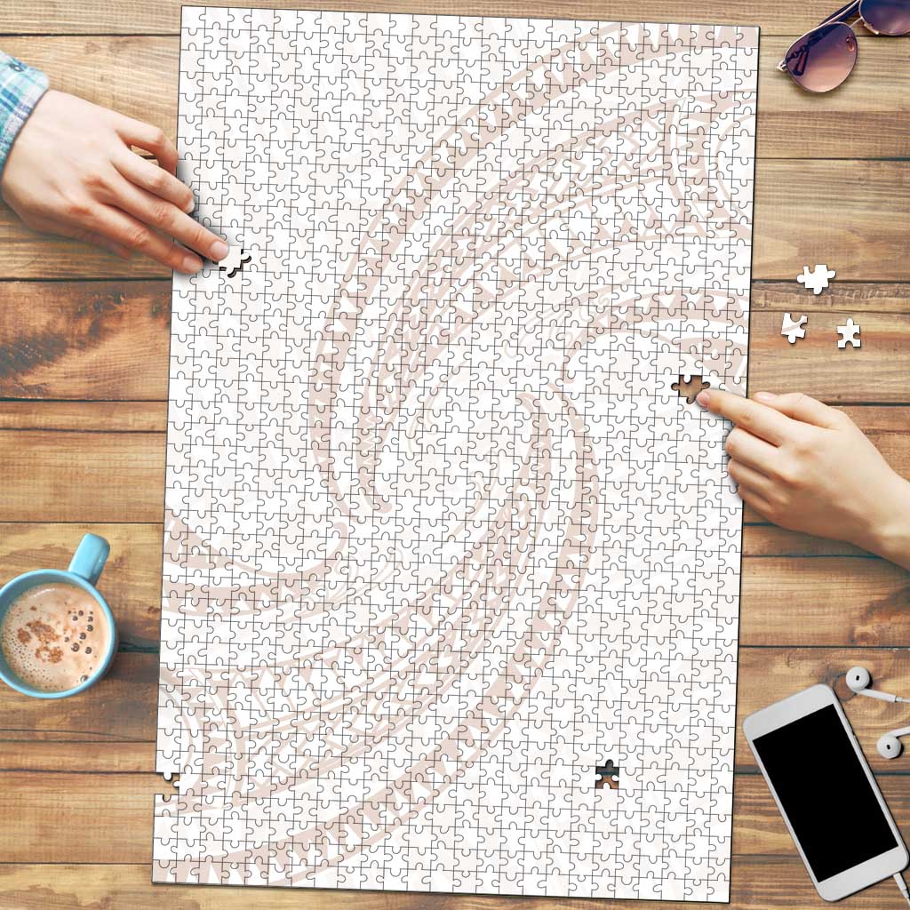White Sunday Lotu Tamaiti Puzzle Polynesian Wave Pastel Nude - Polynesian Pride