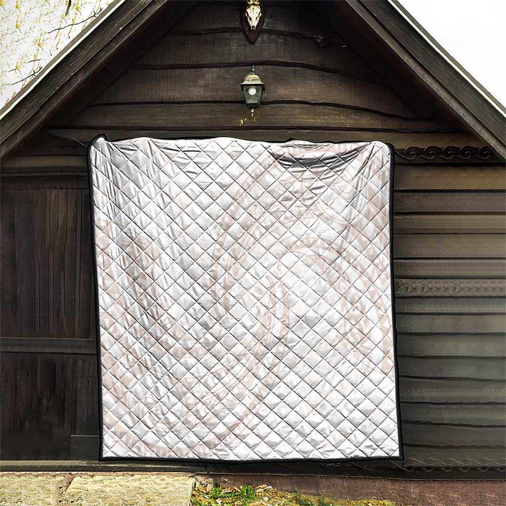 White Sunday Lotu Tamaiti Quilt Polynesian Wave Pastel Nude - Polynesian Pride