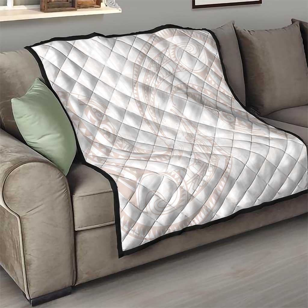 White Sunday Lotu Tamaiti Quilt Polynesian Wave Pastel Nude - Polynesian Pride