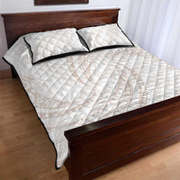 White Sunday Lotu Tamaiti Quilt Bed Set Polynesian Wave Pastel Nude - Polynesian Pride