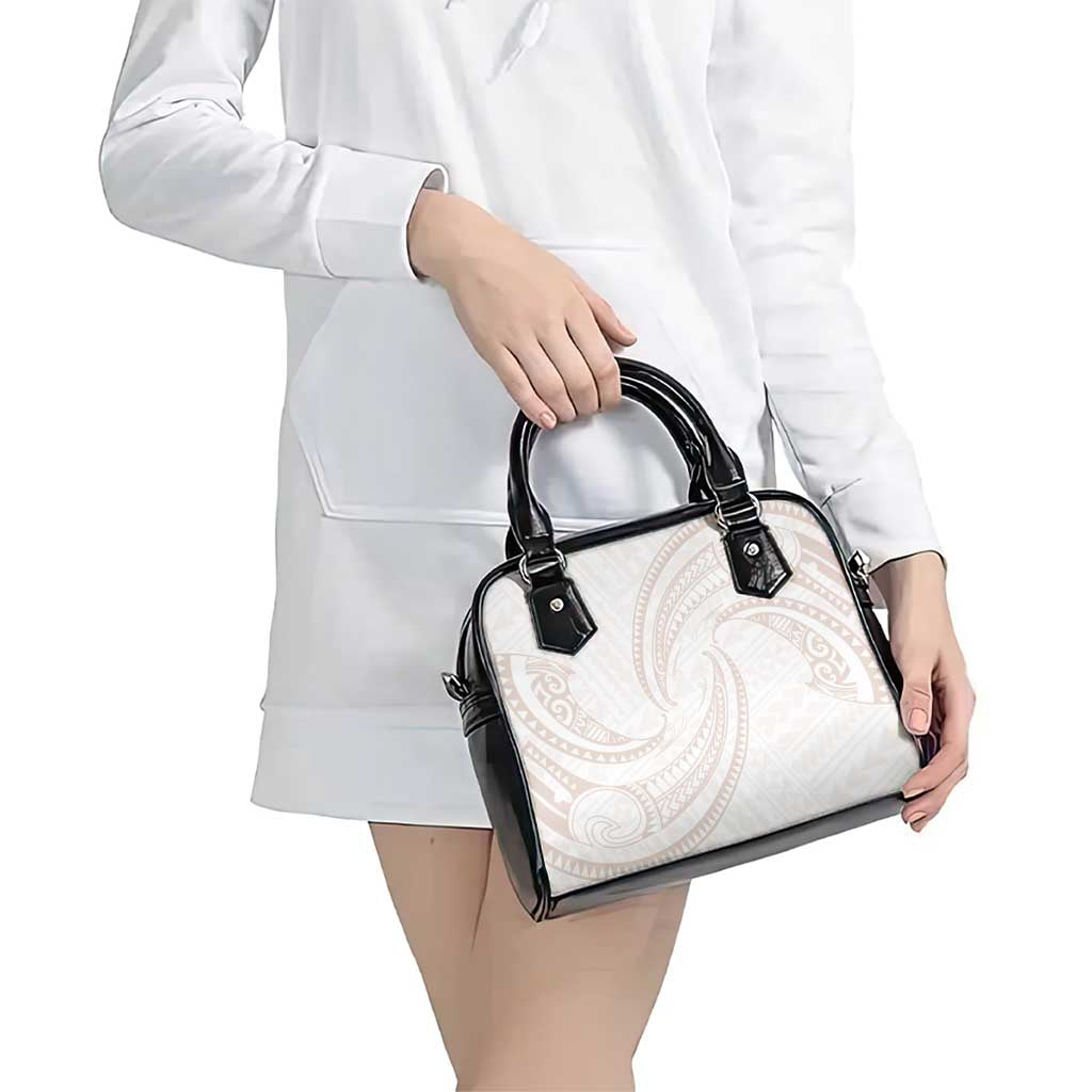 White Sunday Lotu Tamaiti Shoulder Handbag Polynesian Wave Pastel Nude - Polynesian Pride