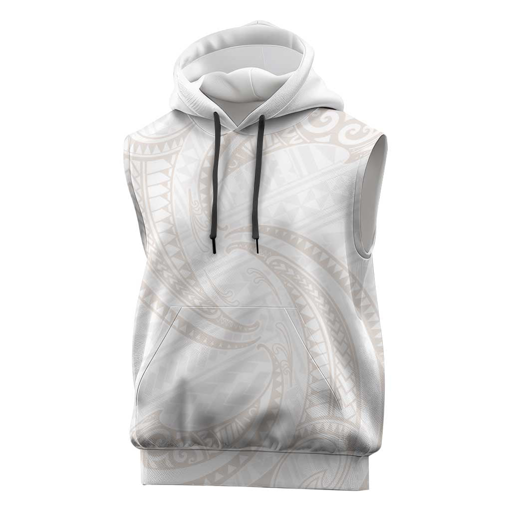 White Sunday Lotu Tamaiti Sleeveless Hoodie Polynesian Wave Pastel Nude LT9 Nude - Polynesian Pride