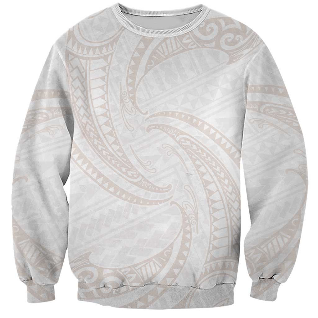 White Sunday Lotu Tamaiti Sweatshirt Polynesian Wave Pastel Nude LT9 Unisex Nude - Polynesian Pride