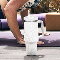 White Sunday Lotu Tamaiti Tumbler With Handle Polynesian Wave Pastel Nude - Polynesian Pride