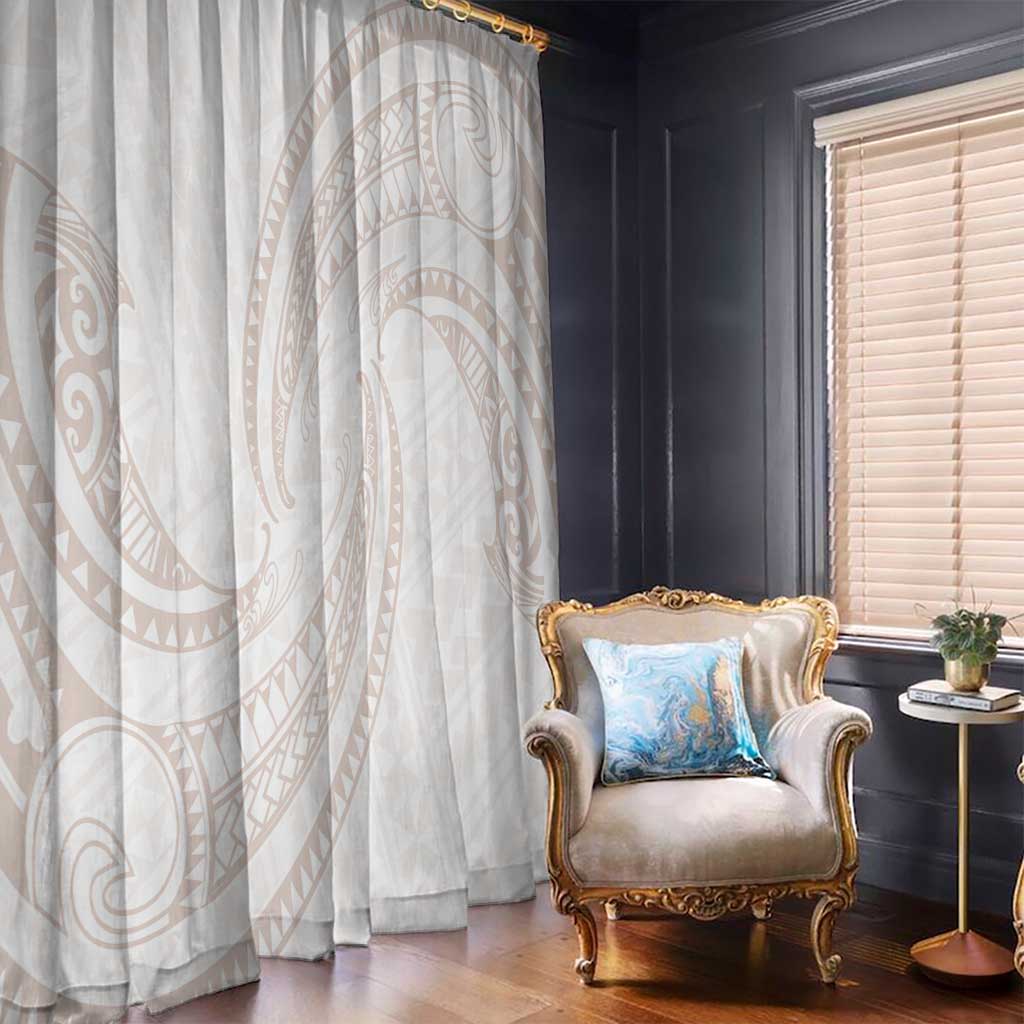 White Sunday Lotu Tamaiti Window Curtain Polynesian Wave Pastel Nude - Polynesian Pride