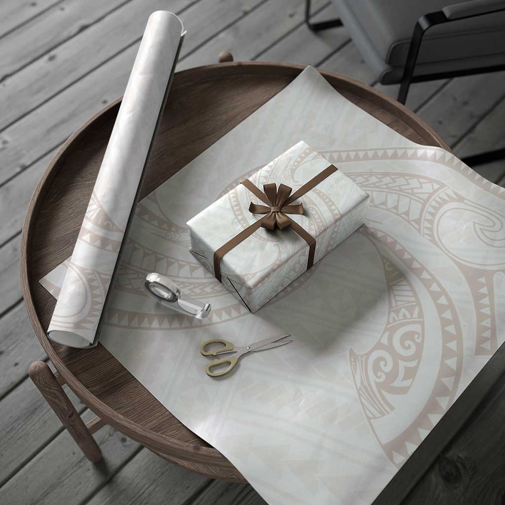 White Sunday Lotu Tamaiti Wrapping Paper Polynesian Wave Pastel Nude - Polynesian Pride