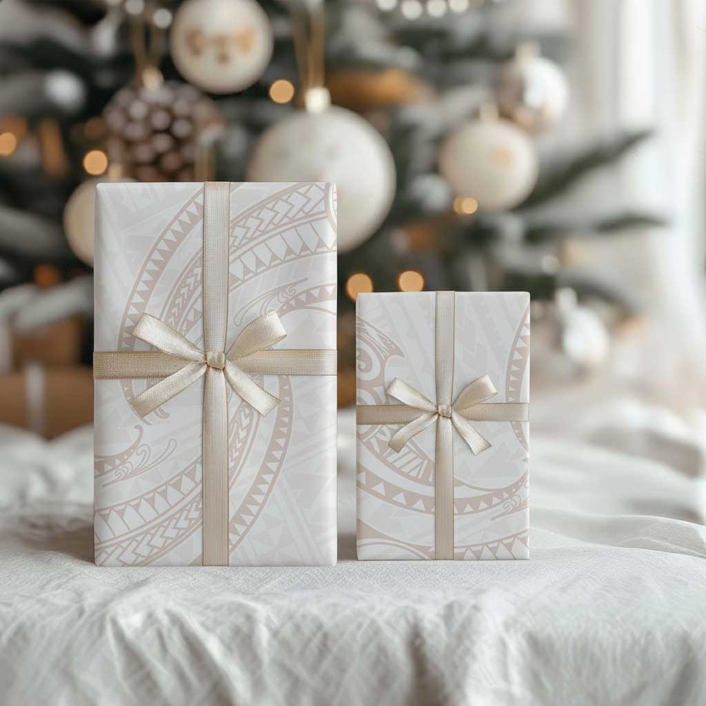 White Sunday Lotu Tamaiti Wrapping Paper Polynesian Wave Pastel Nude - Polynesian Pride