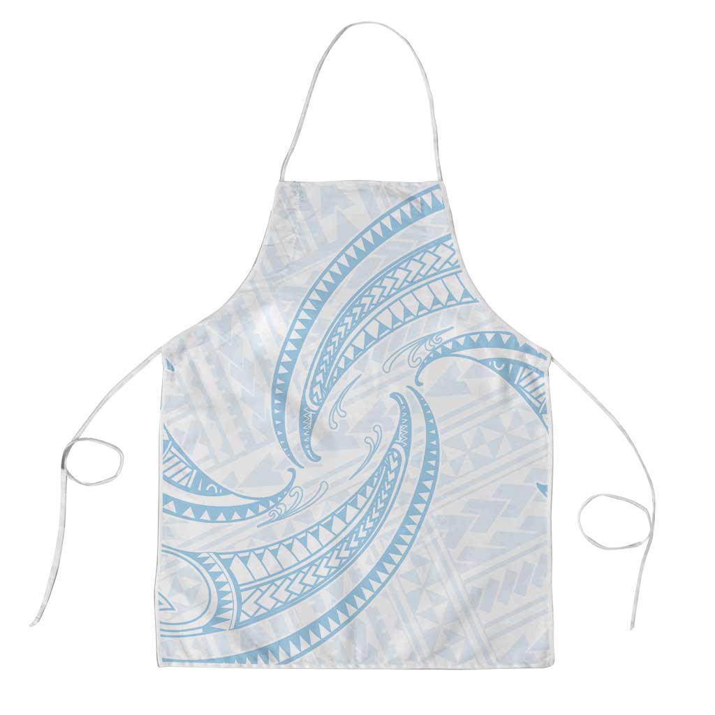 White Sunday Lotu Tamaiti Apron Polynesian Wave Pastel Sky Blue - Polynesian Pride